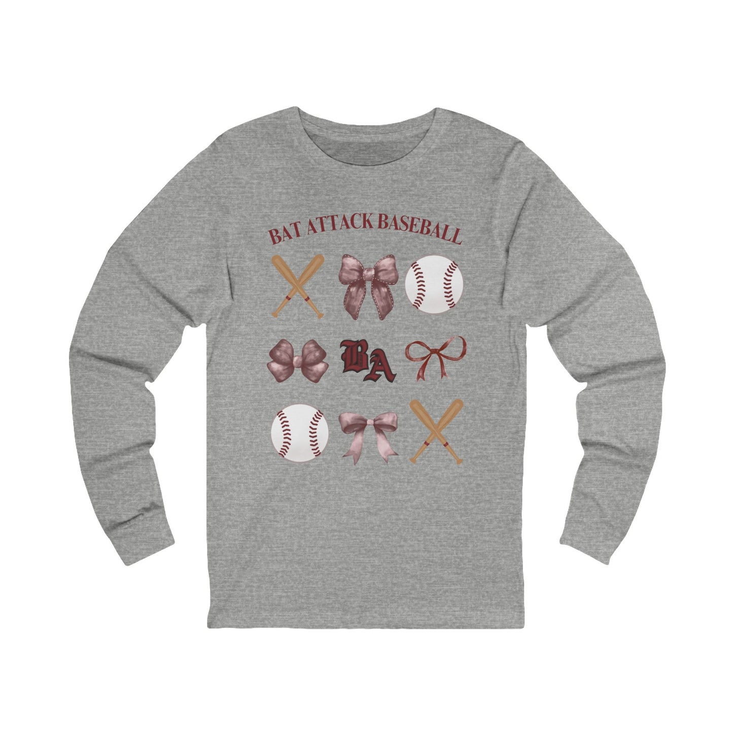 Bat Attack Baseball & Bows Long Sleeve Shirt