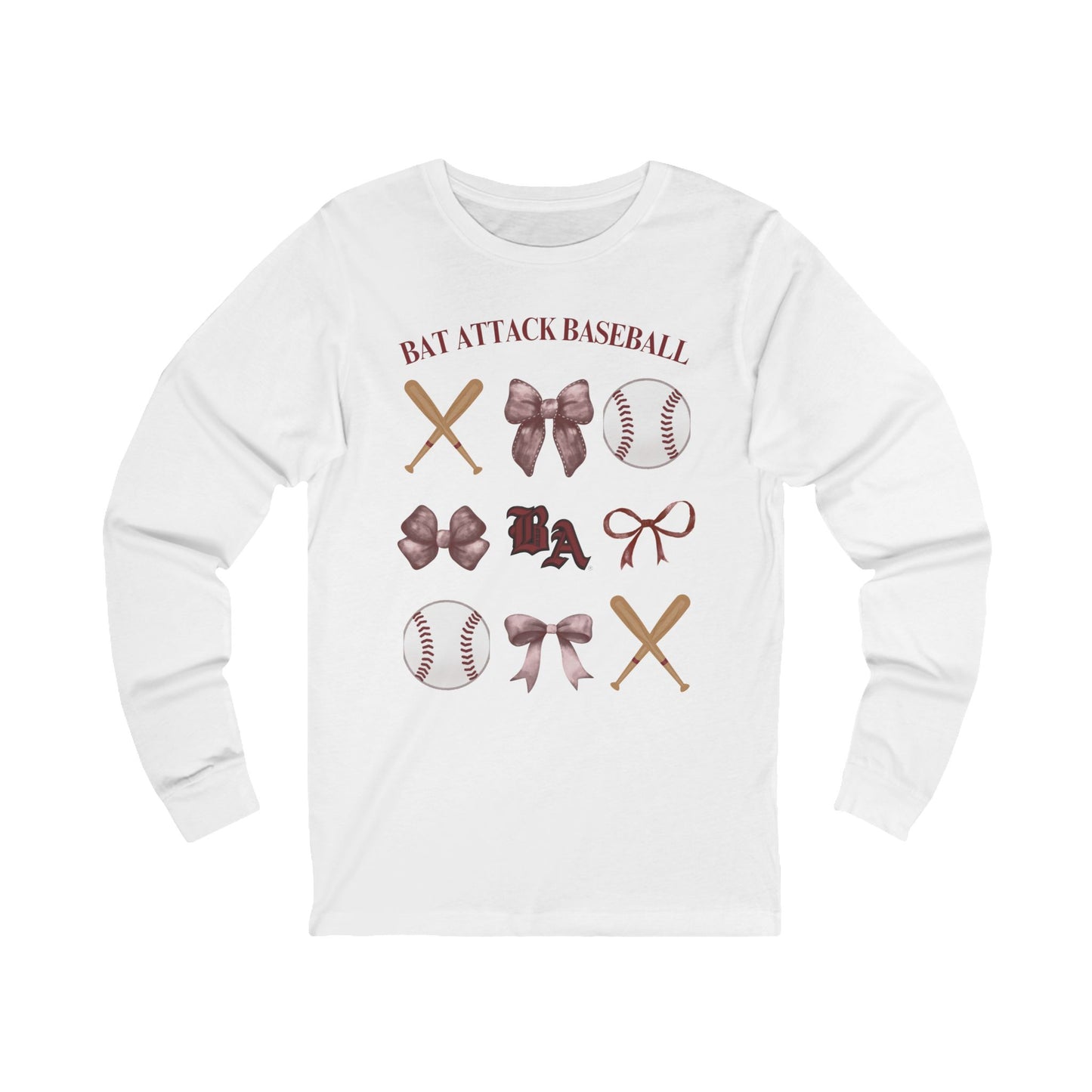 Bat Attack Baseball & Bows Long Sleeve Shirt